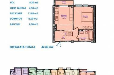 1-комнатная квартира, 43 м², Дурлешты, Кишинёв img